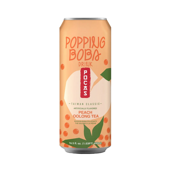 Pocas Peach Oolong Popping Boba Drink 490ml