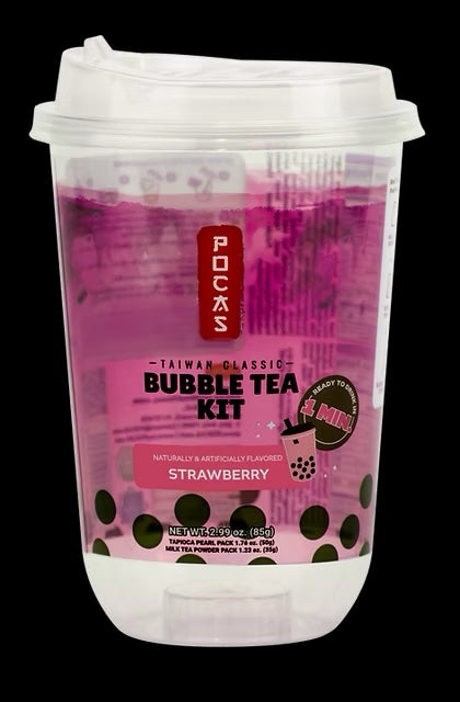 Pocas Strawberry Bubble Tea Kit cup